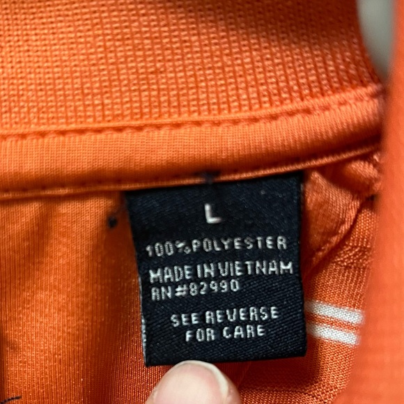 Men’s PGA Tour Golf Polo Stripe Orange Large - Picture 3 of 4